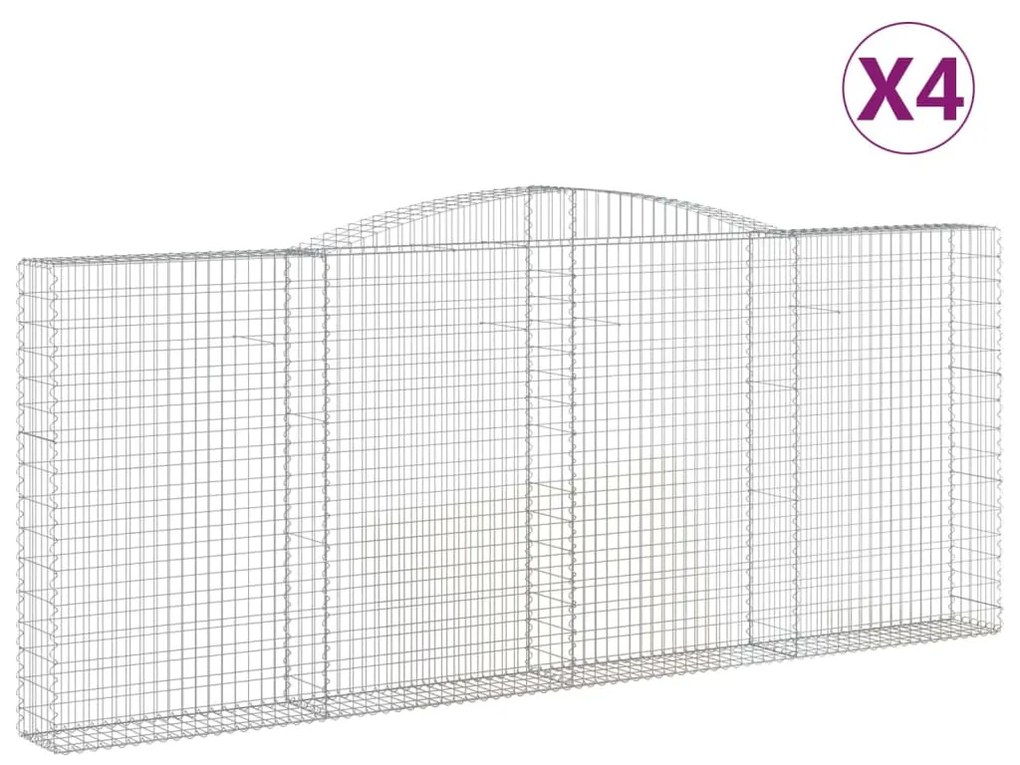 4 db íves horganyzott vas gabion kosár 400x30x160/180 cm