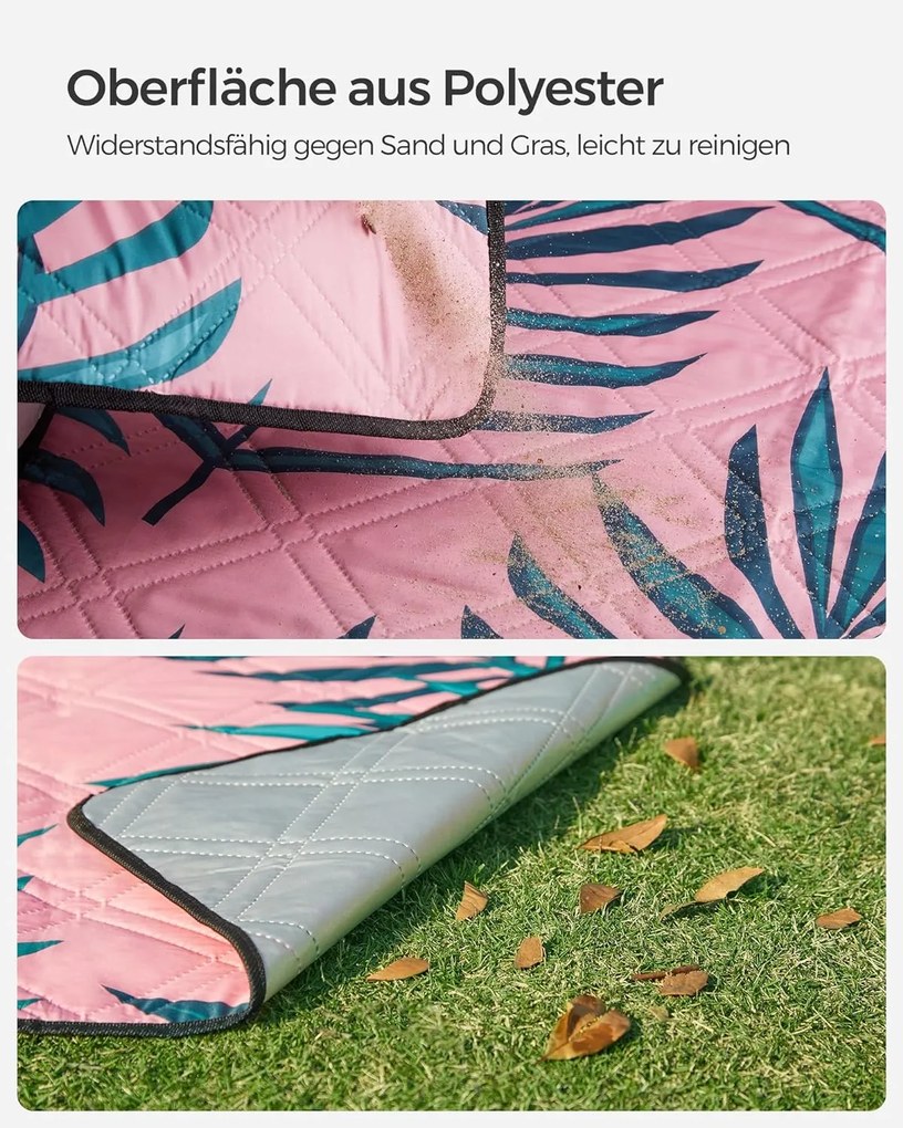 Piknik takaró, strand pléd 200 x 200 cm, páfrányminta és rózsa