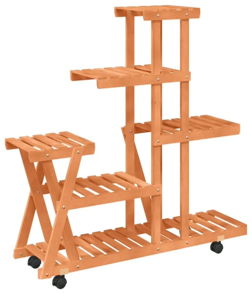 tömör fenyőfa virágtartó állvány kerekekkel 95 x 25 x 101 cm