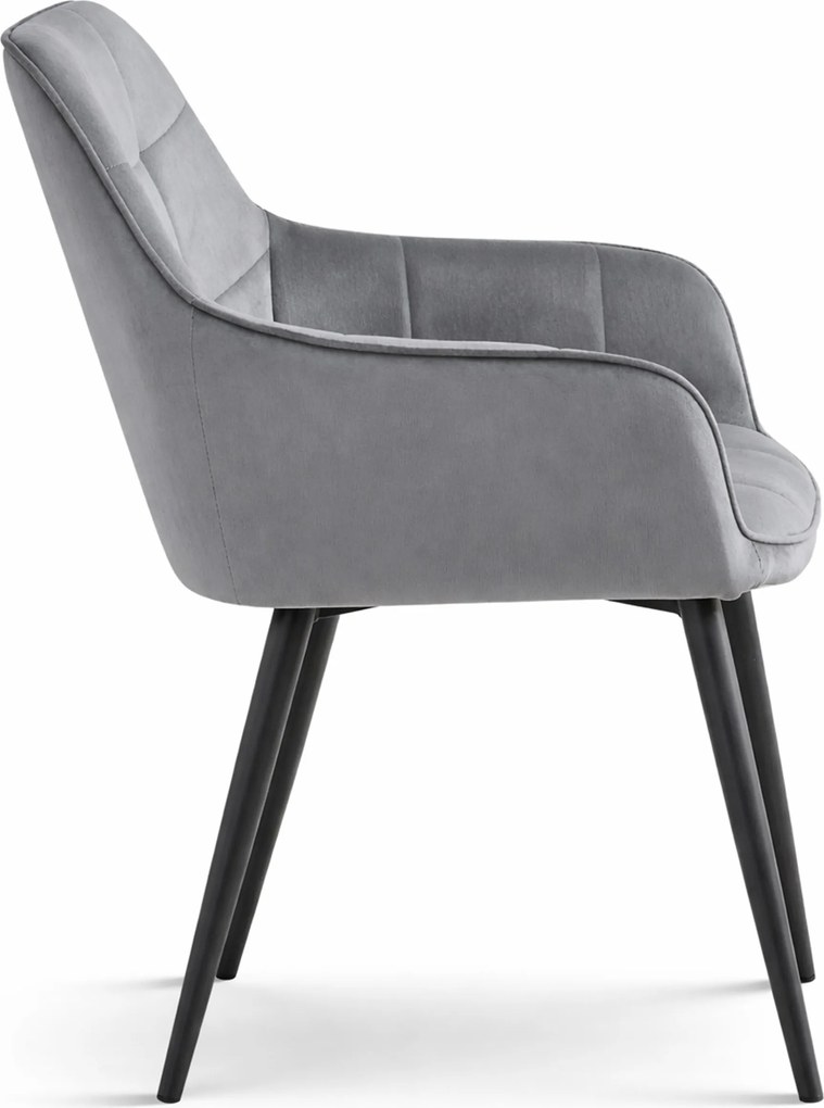 Étkezőfotel VARSI VELVET fekete lábakkal, szürke