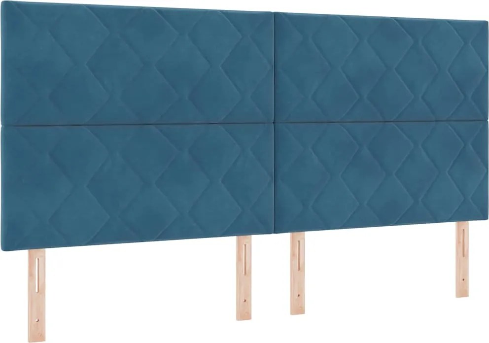 vidaXL LED ágytámla Sötét kék 200 cm Műbőr