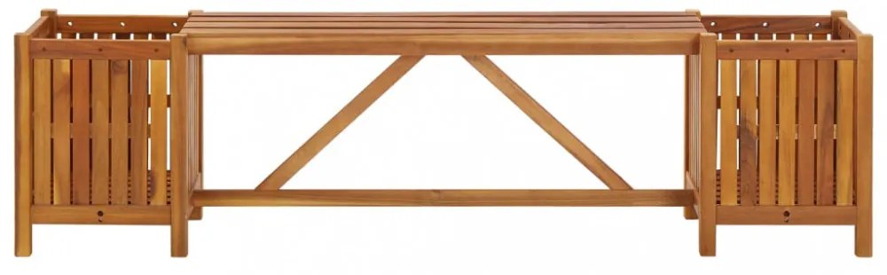 tömör akácfa kerti pad 2 virágtartóval 150 x 30 x 40 cm