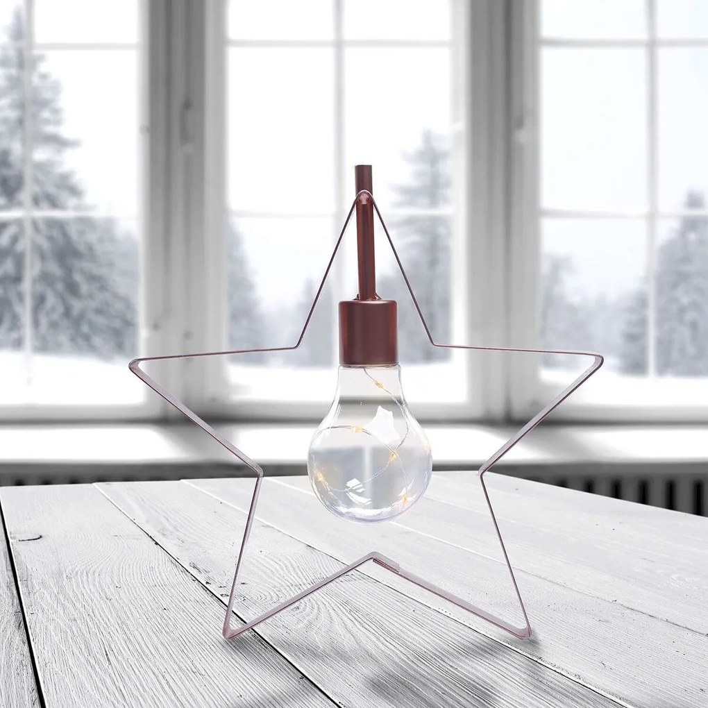 DecoKing Karácsonyi lámpa Csillag meleg fehér, 5LED