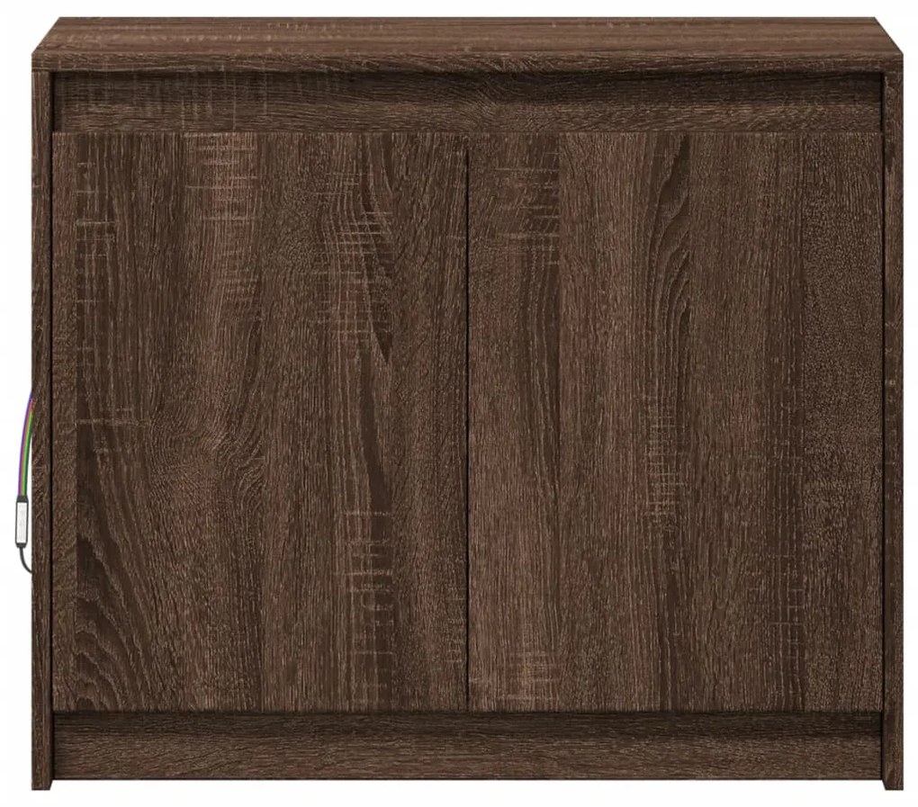 barna tölgy színű szerelt fa tálalószekrény LED-del 72x34x61 cm