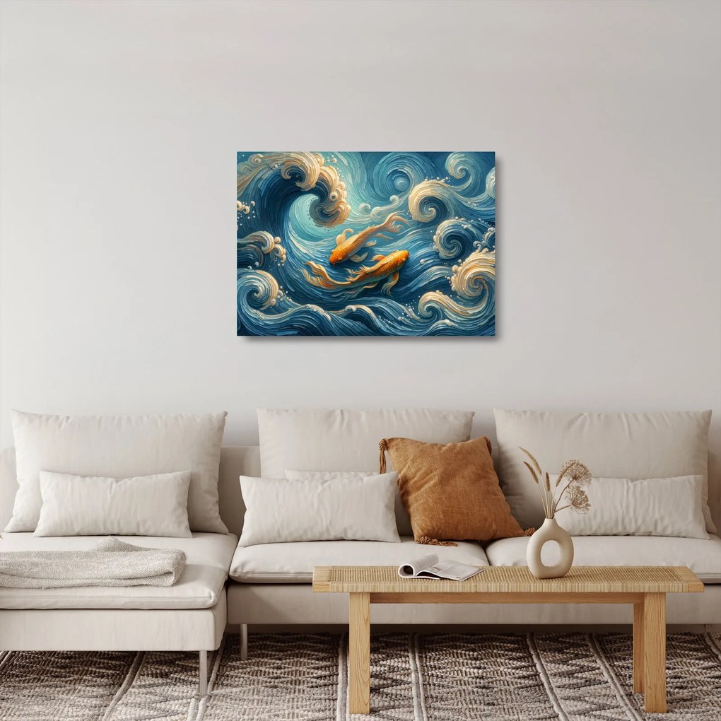 Üveg kép - Aranyhalak (70x50 cm)