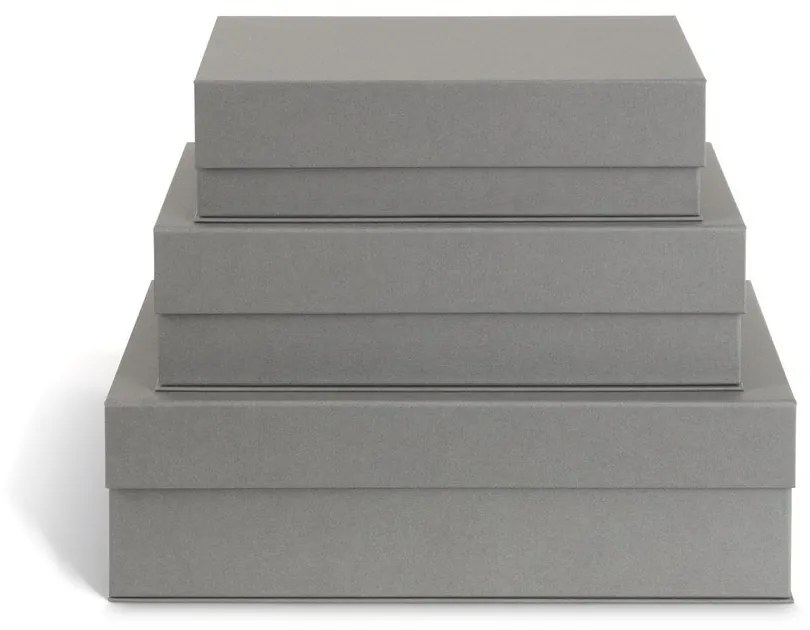 Szürke fedeles dekoratív karton tárolódoboz szett 3 db-os 42,5x29,5x13 cm Kian Paper Laminate – Bigso