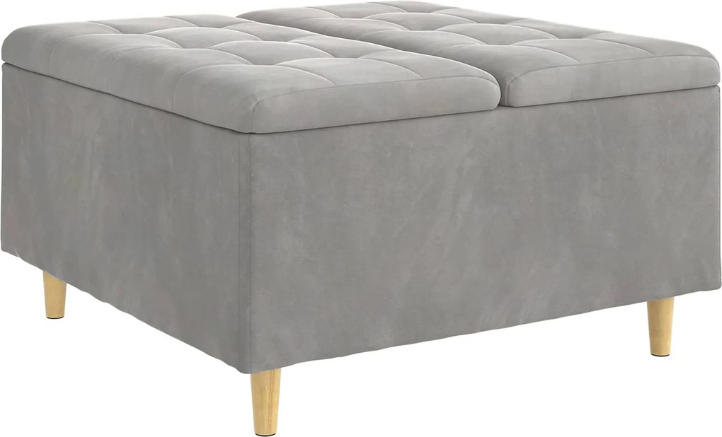 vidaXL Tároló oszmán párnával Világosszürke 80 x 80 x 45 cm Bársony