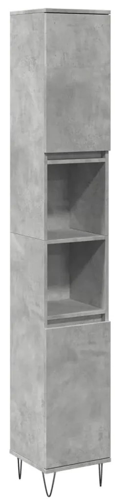 Betonszürke szerelt fa fürdőszobaszekrény 30 x 30 x 190 cm