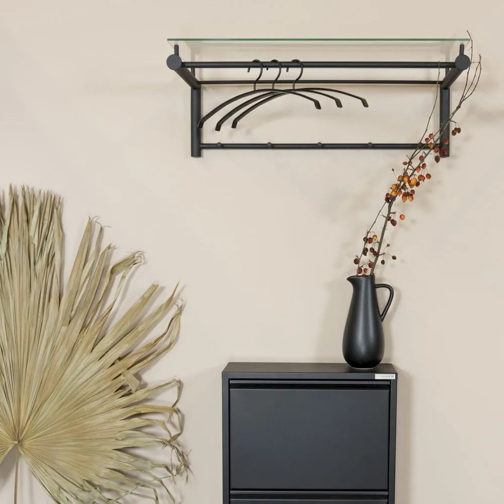 Ezüstszínű fém fali fogas polccal 79 cm Suza – Spinder Design