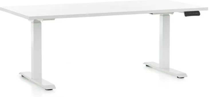 Állítható magasságú asztal OfficeTech C, 160 x 80 cm, fehér alap, fehér