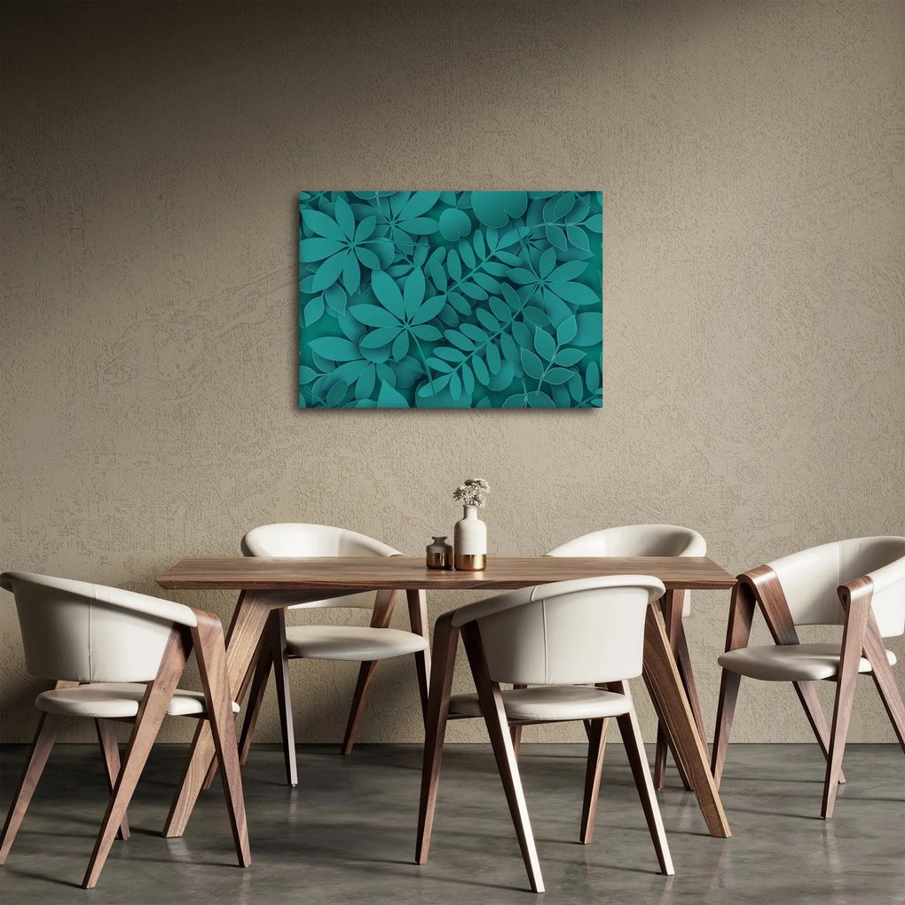 Kép - Türkiz levelek (70x50 cm)