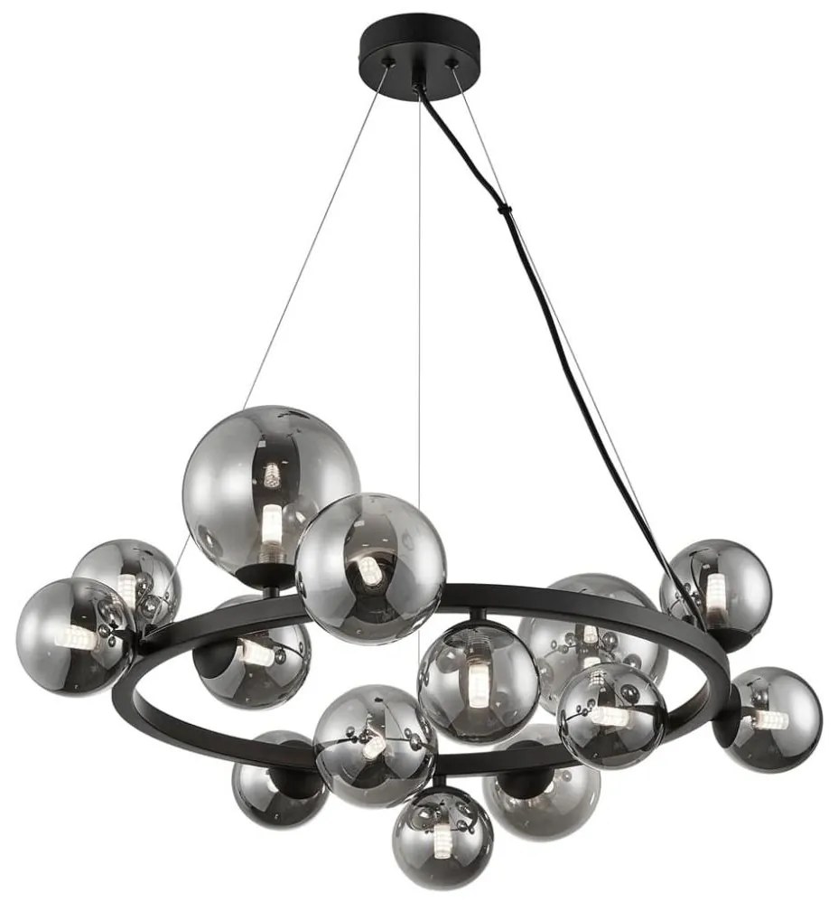 Csillár zsinóron MILA 14xG9/9W/230V fekete/szürke