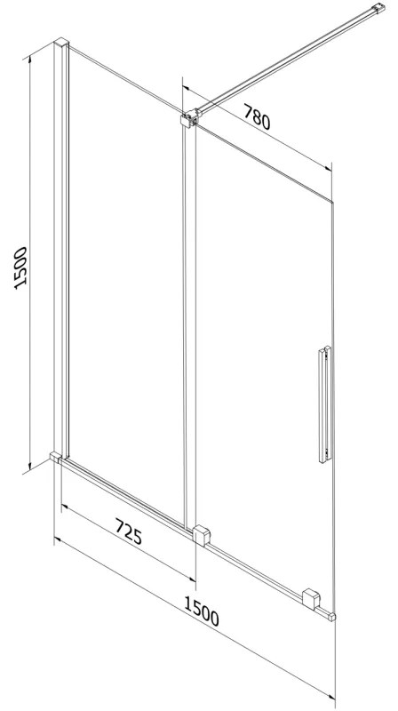 Mexen Velar, 2 szárnyas eltolható kádparaván 150 x 150 cm, 8mm átlátszó üveg, rézmatt, 896-150-000-01-65