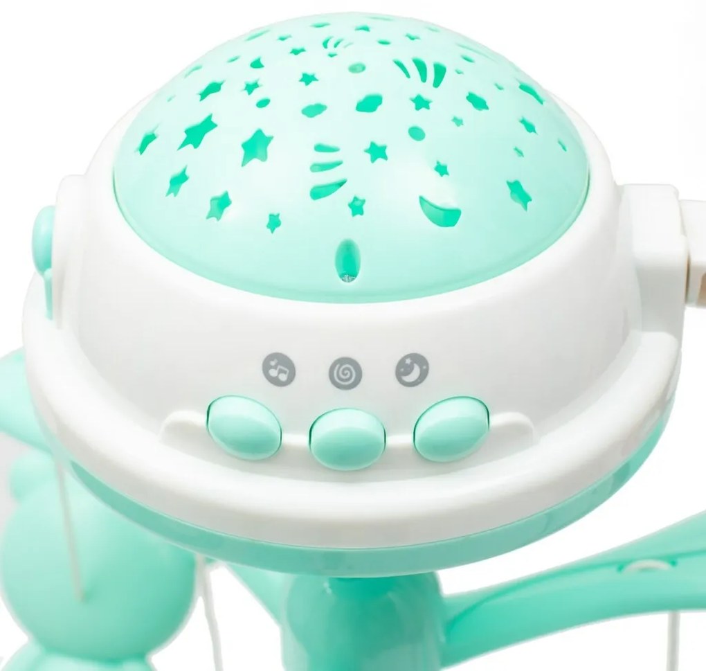 Baby Mix körhinta a kiságy felett fényvetítővel,zöld színű