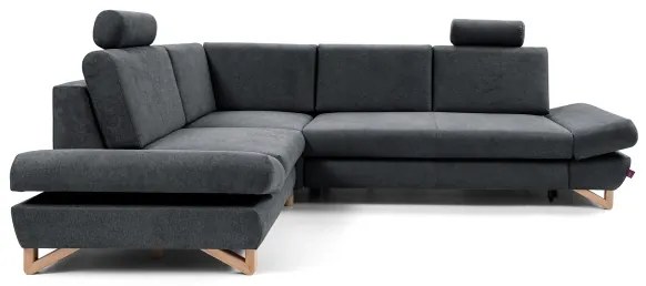 Ágyazható kárpitozott L-alakú sarokülőgarnitúra tárolórekesszel AVESTA, balos, antracit