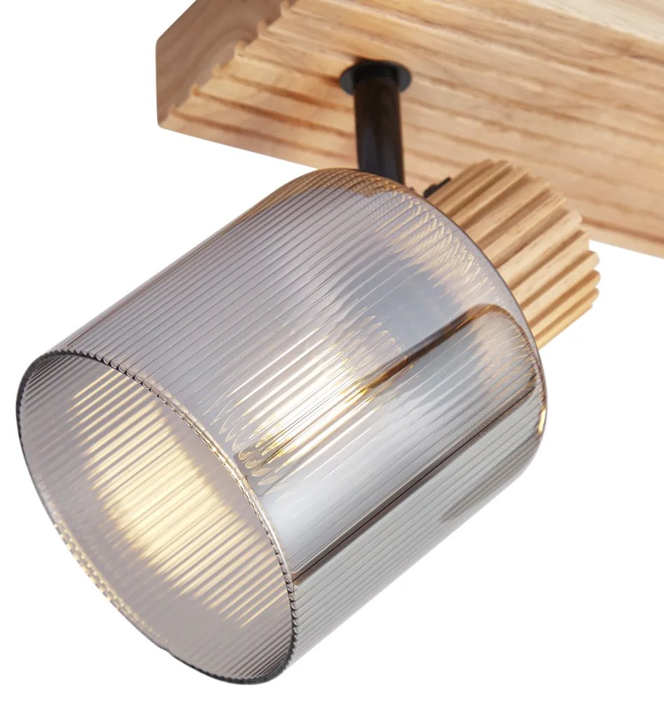 Modern spotlámpa fa füstüveggel 2-lámpás forgatható és dönthető - Gracy