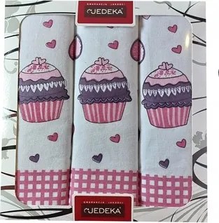 Konyhai Törlőkendő Szett 3db 50x70 Pamut 100% Muffin 12