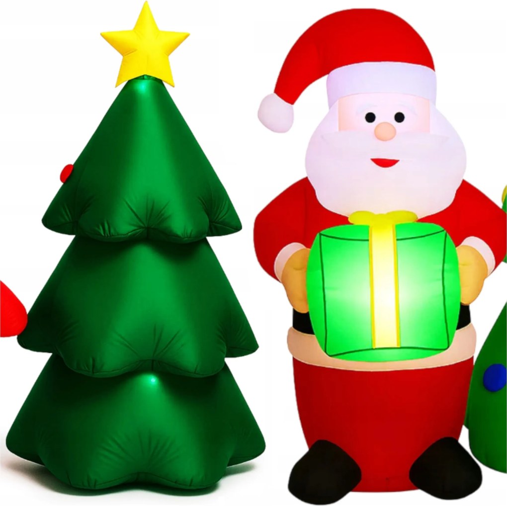 Felfújható Karácsonyi Dekoráció Karácsonyfa És Mikulás Led