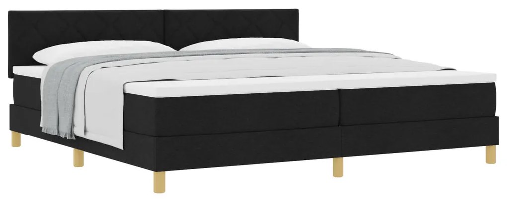 Boxspring Ágy Matraccal Fekete 200x200 cm Szövet