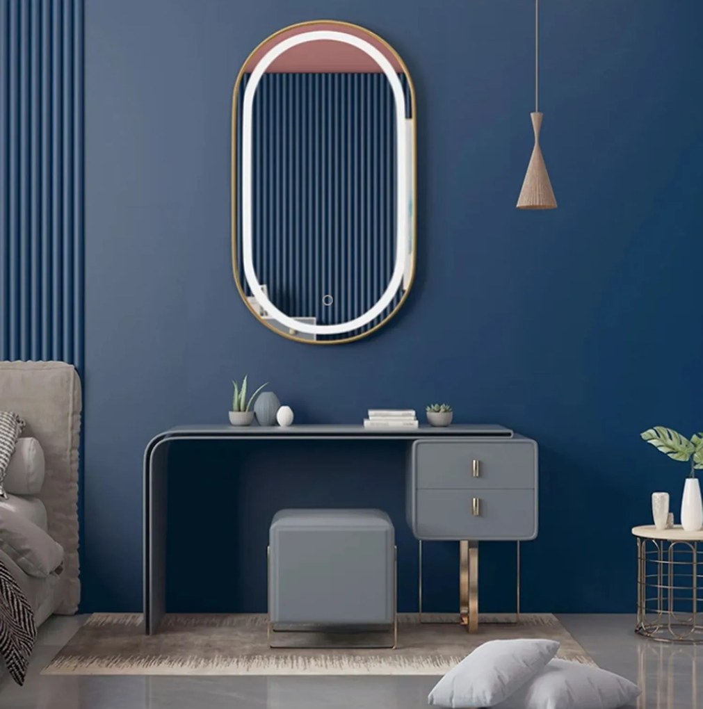 Tükör LED OLL 60x90 cm Brush Gold