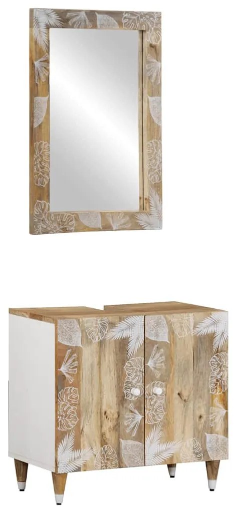 2 részes tömör mangófa fürdőszobai bútorszett