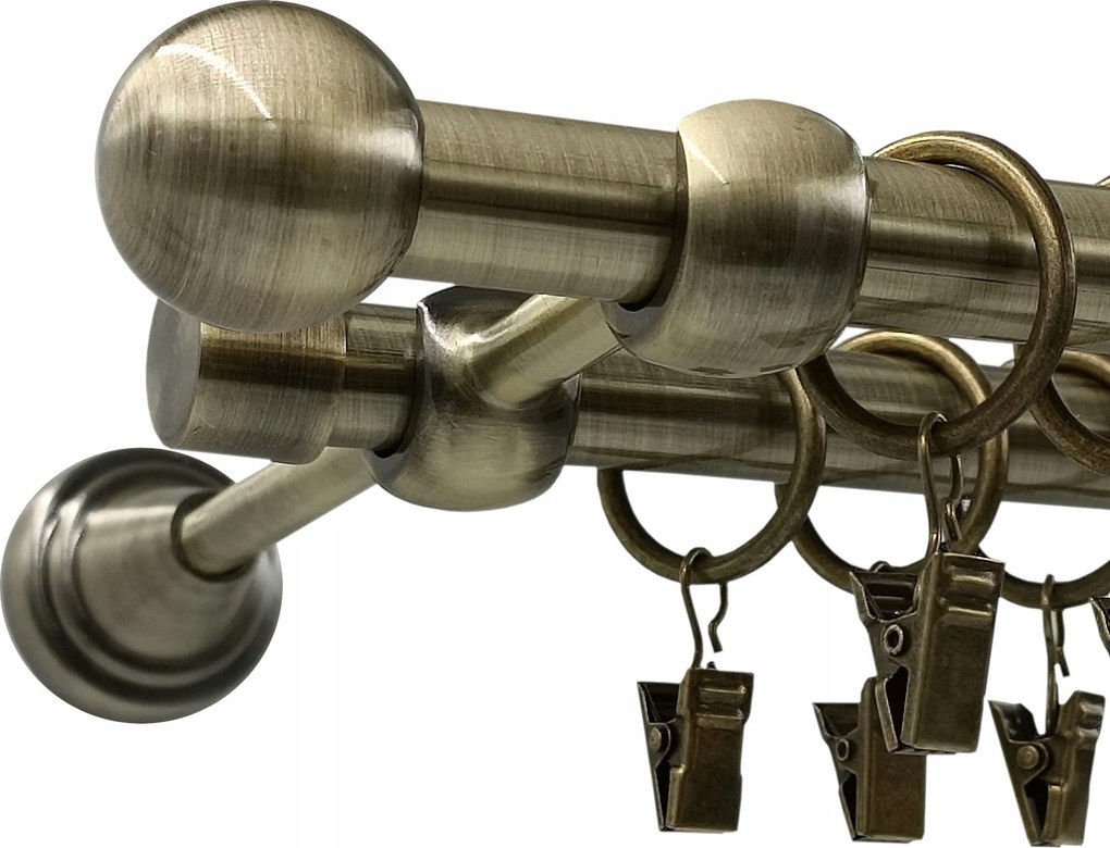 Függönykarnis Dupla Antik Arany 16+16mm Golyó 320cm