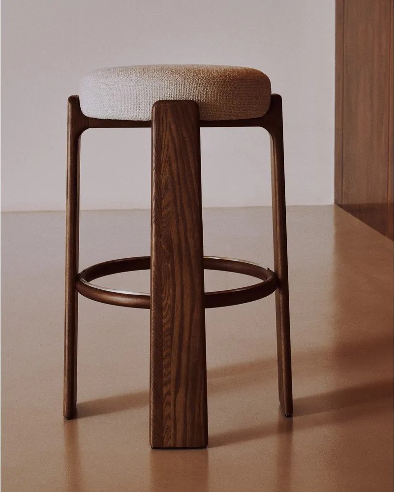 Bézs-sötét natúr színű kőrisfa bárszék (ülésmagasság 75 cm) Granite – Kave Home