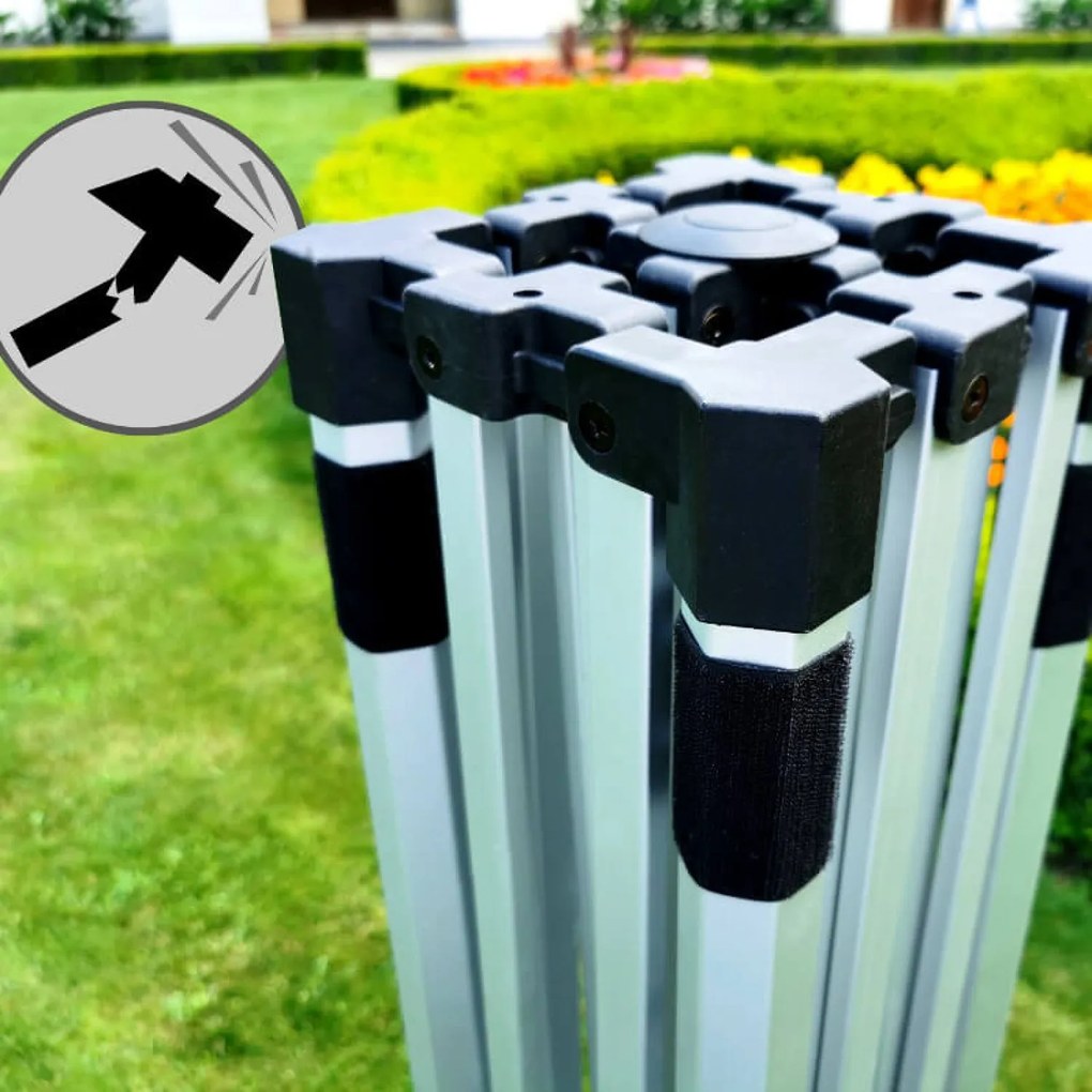 Exkluzív megoldás az Ön marketingjéhez: Ollós sátor 2x2 m – Erőfeszítés nélkül, maximális hatással! - plusz 3 oldalfal - Fekete