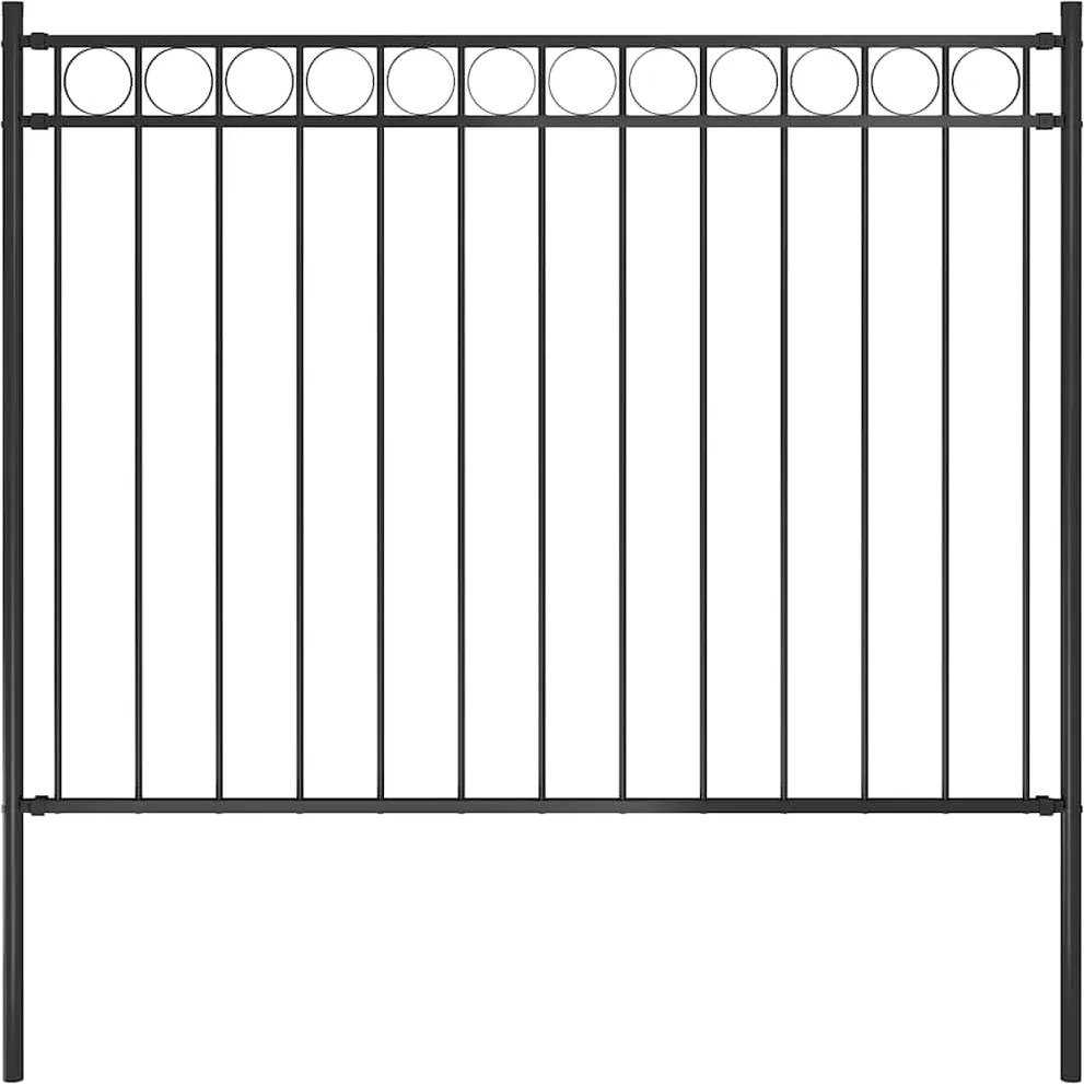vidaXL fekete acélkerítés 1,7 x 1,2 m