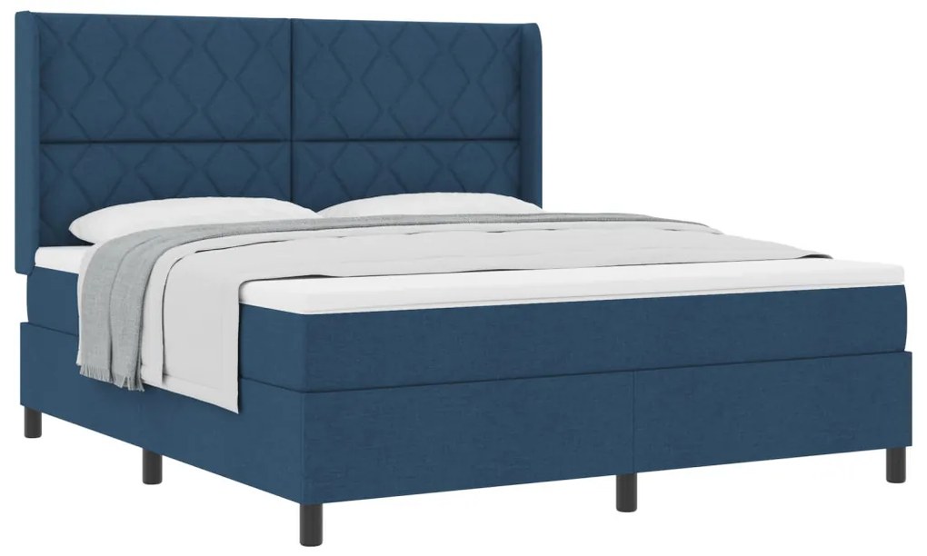 Boxspring Ágy Matracral - Kék - 180x200 cm - Szövet