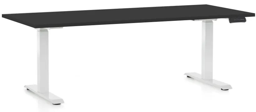 Állítható magasságú asztal OfficeTech D, 180 x 80 cm, fehér alap, fekete