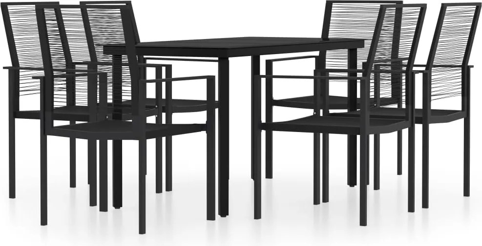 vidaXL 7 részes fekete kerti étkezőgarnitúra