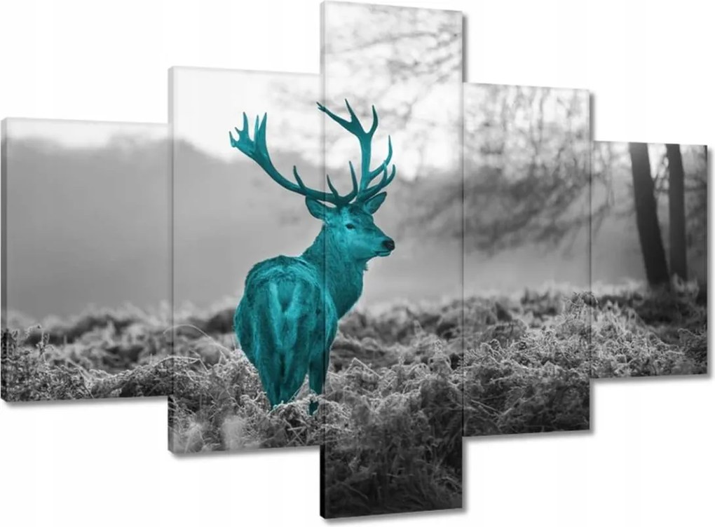 Vászonkép 100x70 Türkiz szarvas agancsokkal