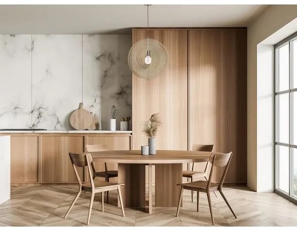 Fa csillár kötélen 1xE27/60W/230V átm. 43,5 cm tömör/furnér/bükk/kaucsukfa