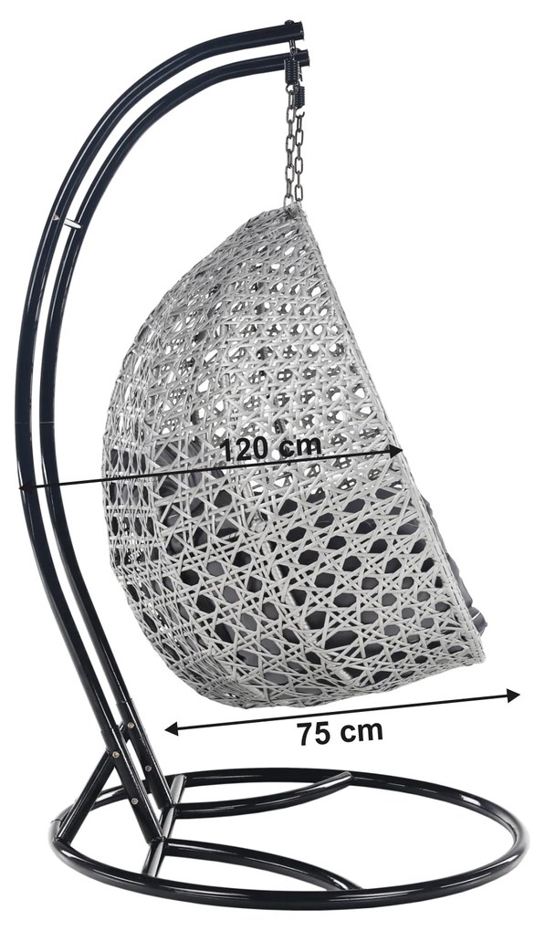 Dupla függőfotel, szürke/sötétszürke, DAKAN