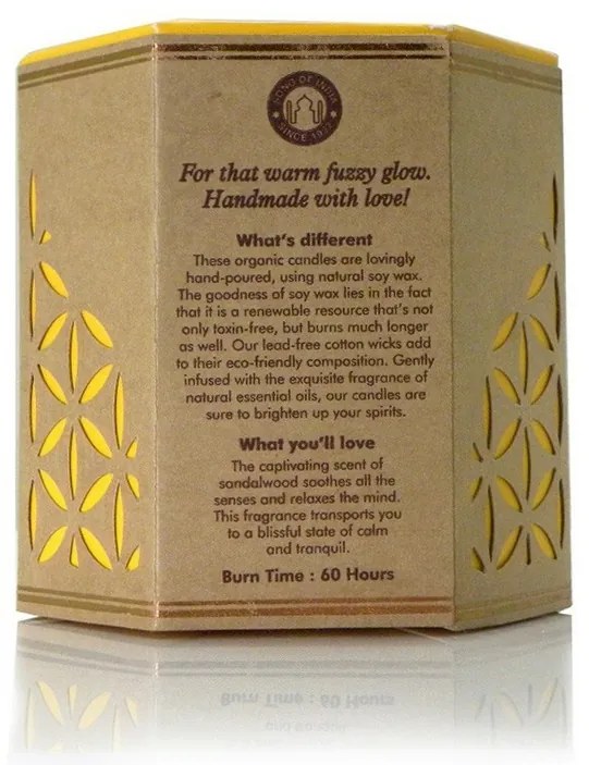 Mysore Chandan - Sandalwood 200 g organikusgyertya borostyánszínű üvegben