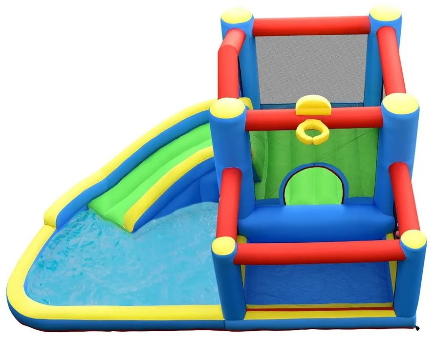 Felfújható vízipark csúszdával, trambulinnal, medencével