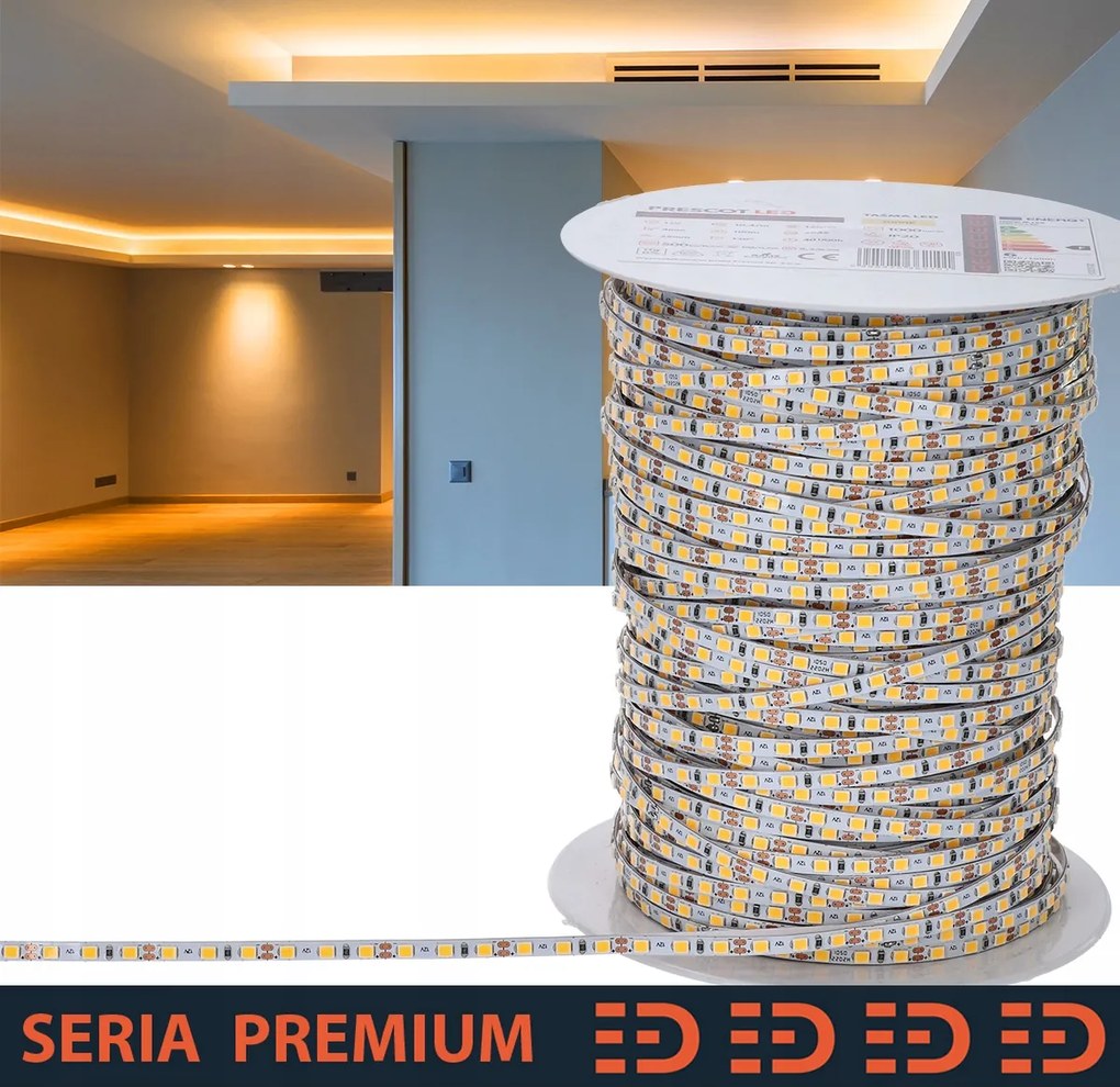 Slim Led szalag 4mm|Meleg fehér|12V|120 LED/m|1000lm/m|1mb|5 év garancia