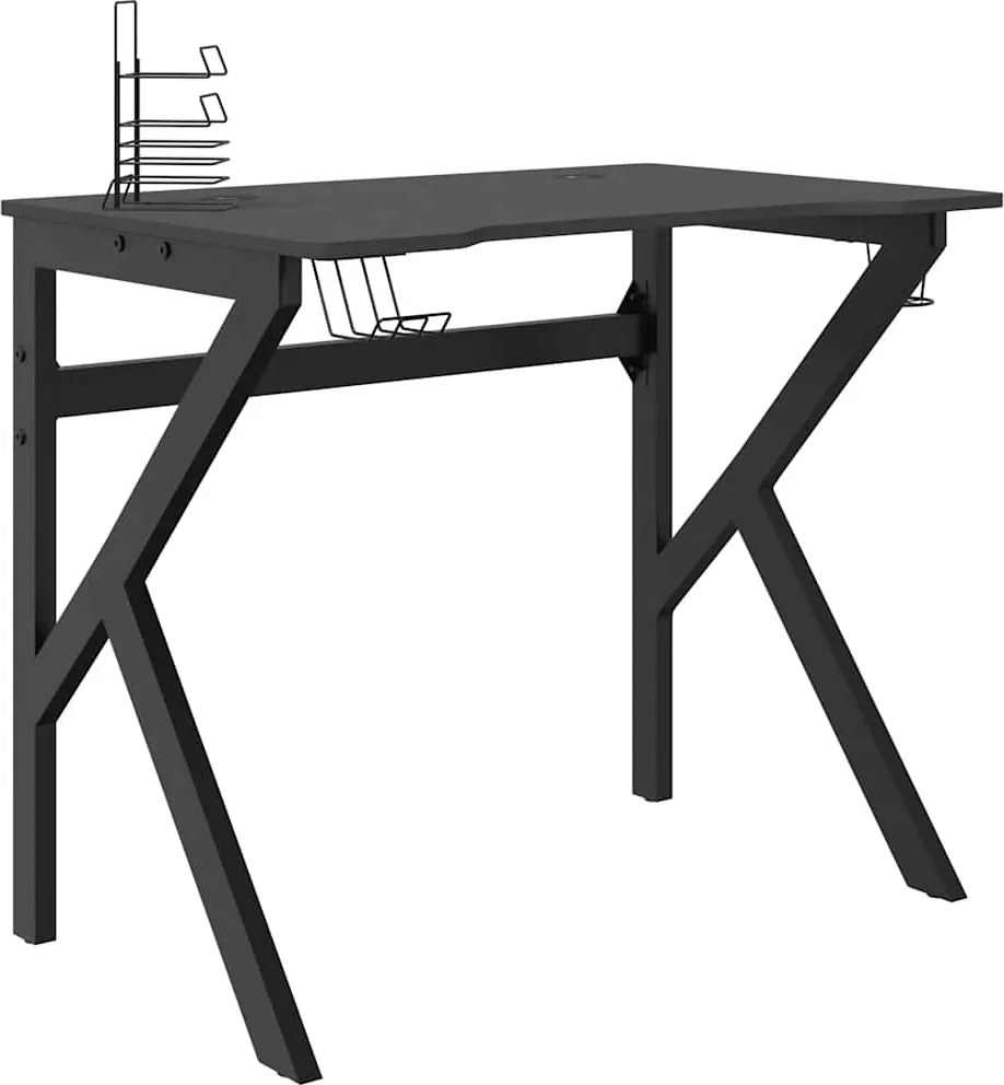 vidaXL fekete K-lábú gamer asztal 90 x 60 x 75 cm