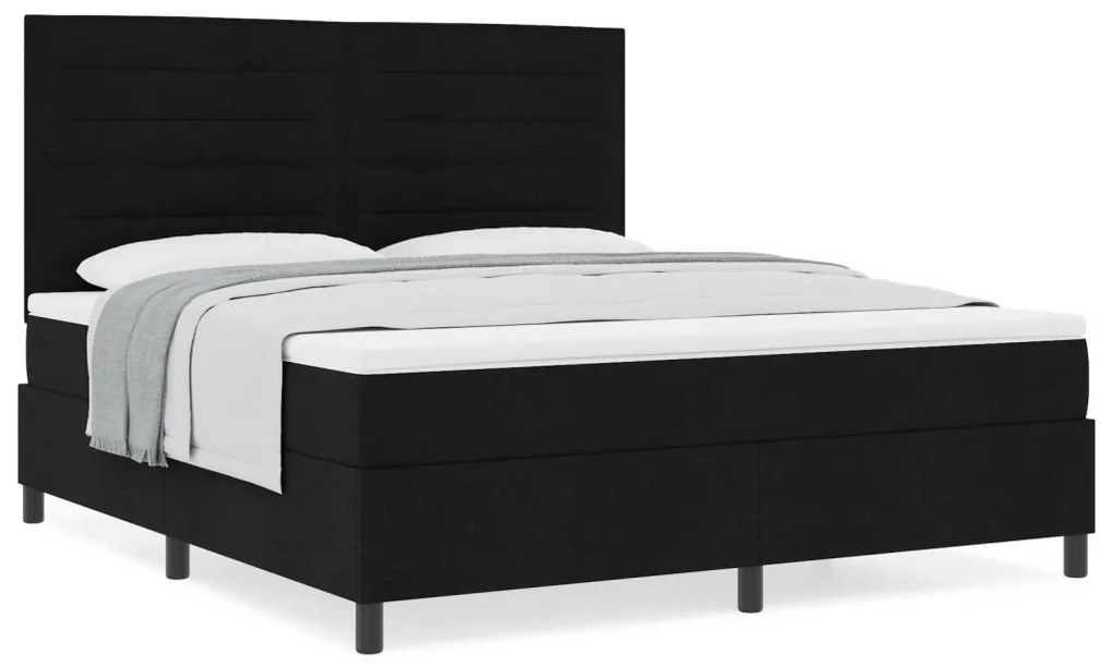 Boxspring Ágy Mattal Fekete Szuper Király Szövet