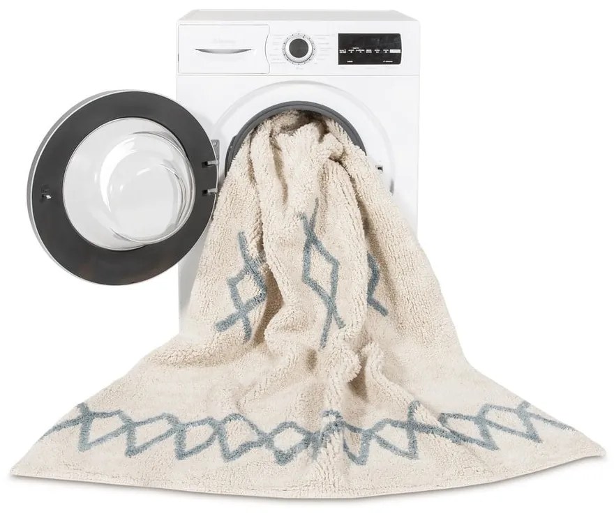 Kék-krémszínű mosható kézi szövésű pamut szőnyeg 120x160 cm Atlas Natural – Lorena Canals