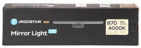 Aigostar - LED fürdőszobai tükörvilágítás LED/8W/230V 4000K 40 cm IP44 fekete