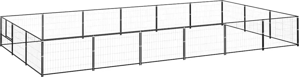 vidaXL fekete acél kutyakennel 18 m²