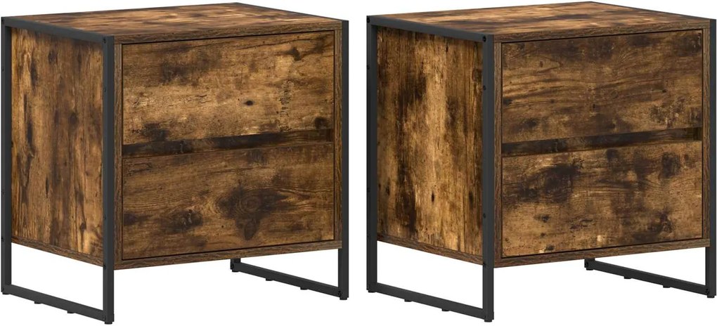 vidaXL Éjjeli asztal 2 pcs Füstös tölgy 50 x 39.5 x 50 cm Faanyag
