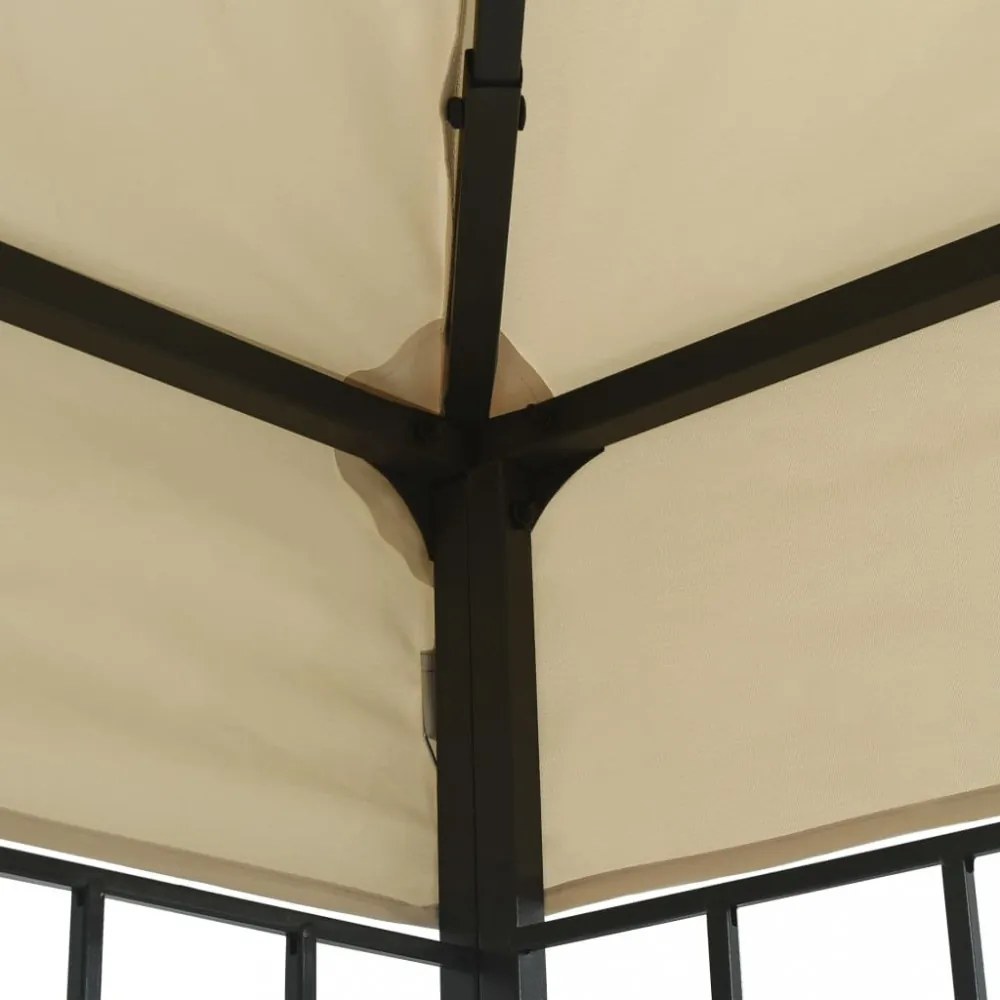 krémszínű pavilon LED fényfüzérrel 3 x 3 m
