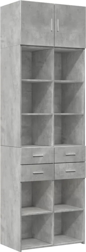 vidaXL betonszürke szerelt fa tárolószekrény 70 x 42,5 x 225 cm