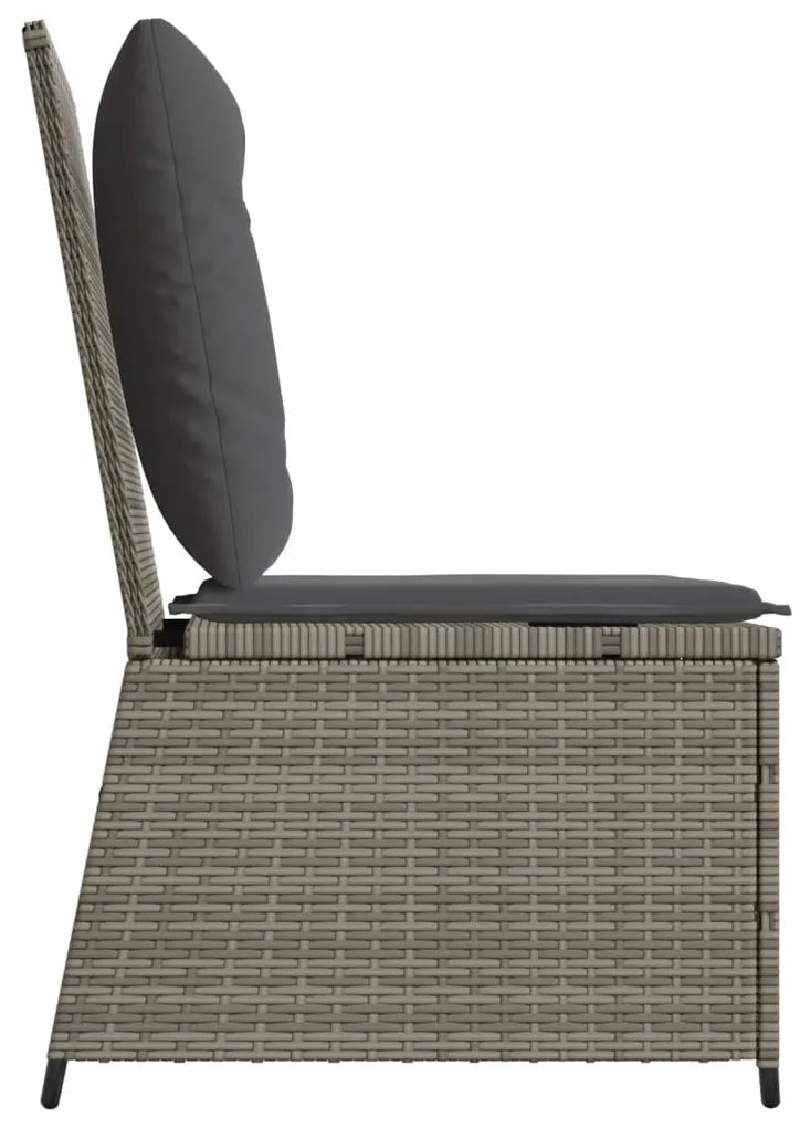 szürke polyrattan dönthető kerti kanapé párnákkal