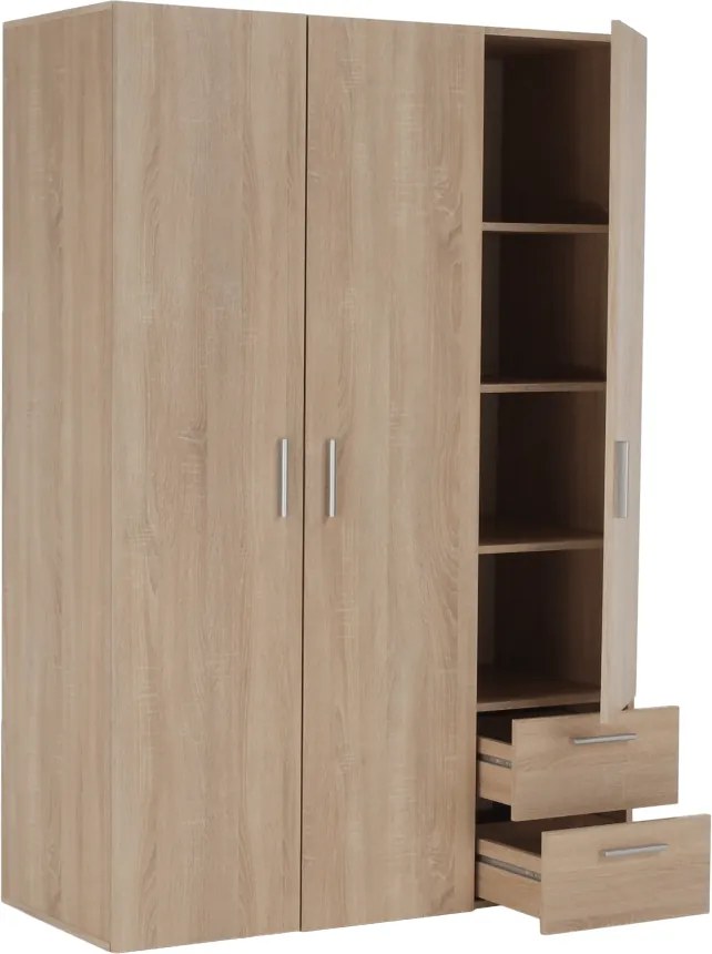 Gardróbszekrény polcokkal, sonoma tölgy, ADELI