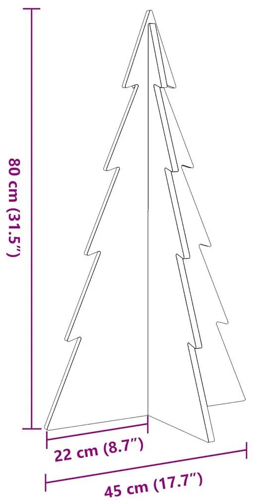 fehér tömör fenyőfa karácsonyfa-dekoráció 80 cm