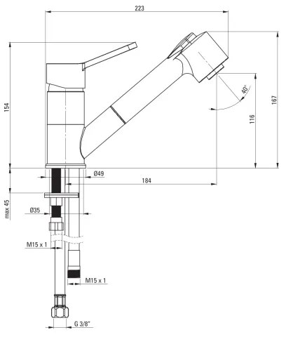 Deante BDN_071M - Mosogatócsap kihúzható permetezővel NARCYZ fényezett króm
